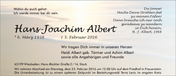 Traueranzeige von Hans-Joachim Albert von  Wiesbaden komplett
