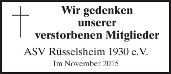 Traueranzeige von In Gedenken  von  Mainspitze