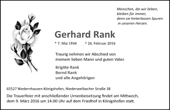 Traueranzeige von Gerhard Rank von  Idsteiner Zeitung