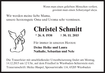 Traueranzeige von Christel Schmitt von  Wiesbaden komplett