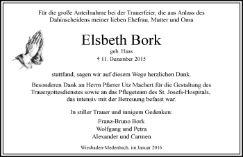 Traueranzeige von Elsbeth Bork von  Wiesbaden komplett