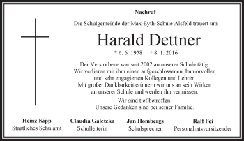 Traueranzeige von Harald Dettner von VRM Trauer