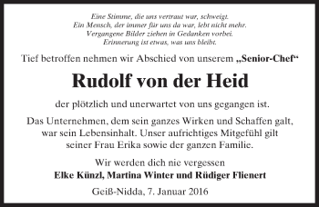 Traueranzeige von Rudolf von der Heid von  Kreisanzeiger