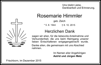 Traueranzeige von Rosemarie Himmler von VRM Trauer
