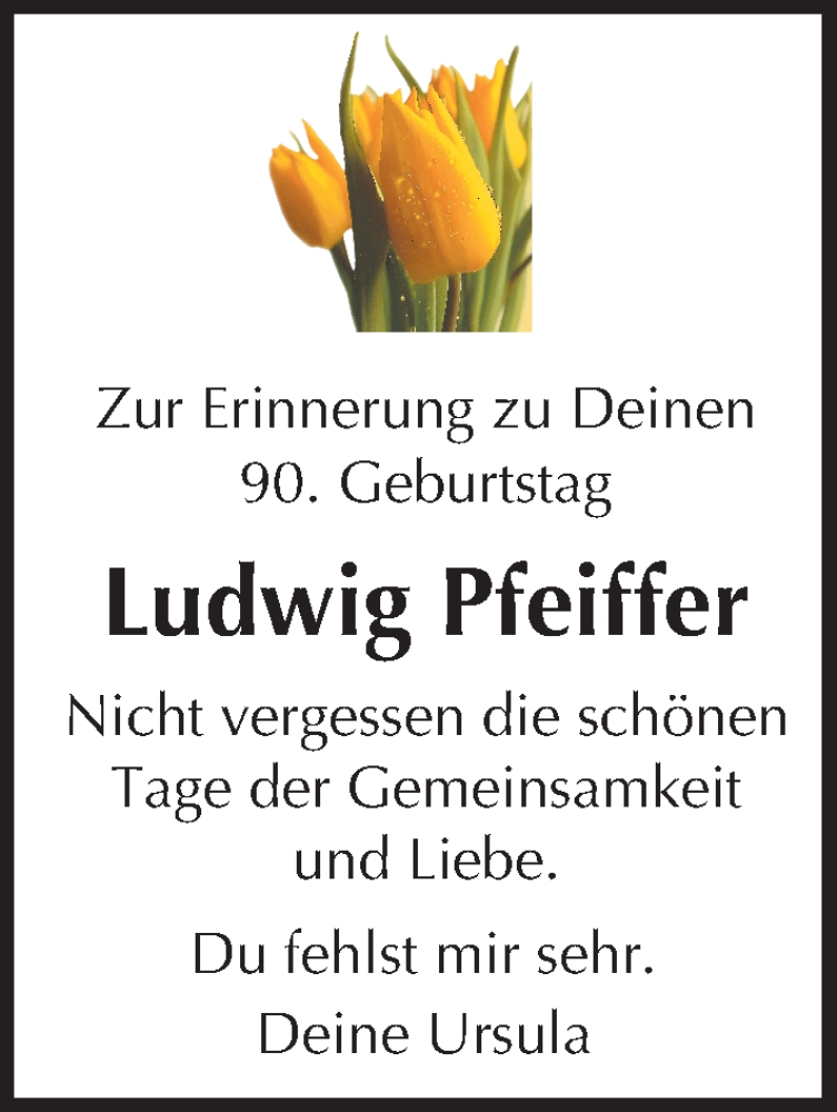  Traueranzeige für Ludwig Pfeiffer vom 16.08.2016 aus Trauerportal Echo Online