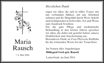 Traueranzeige von Maria Rausch von VRM Trauer