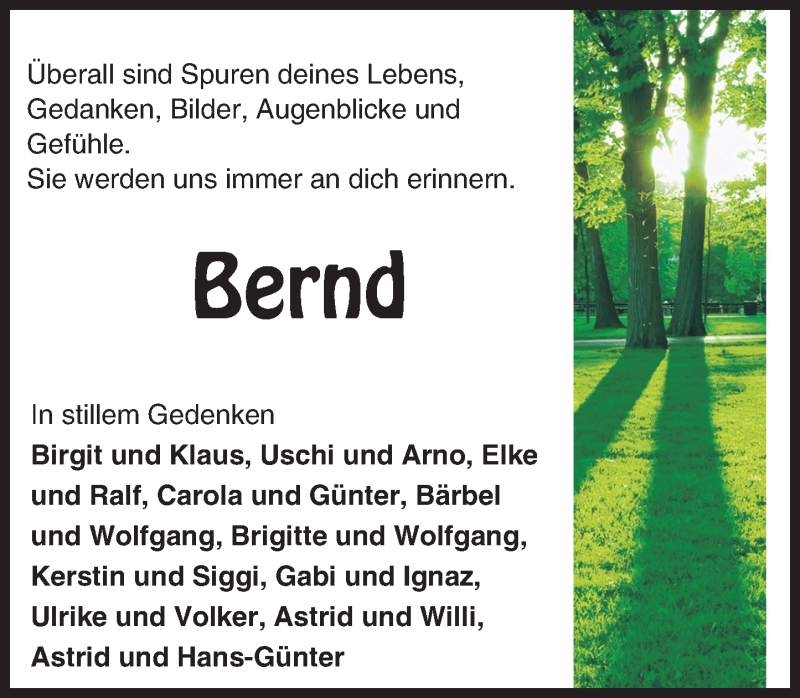  Traueranzeige für Bernd Landau vom 25.08.2015 aus Darmstädter Echo