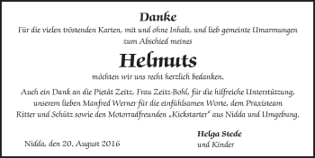 Traueranzeige von Helmut Stede von  Kreisanzeiger