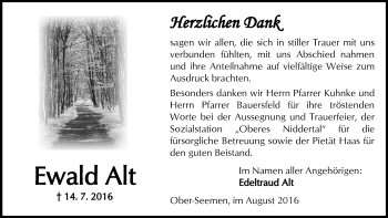Traueranzeige von Ewald Alt von  Kreisanzeiger