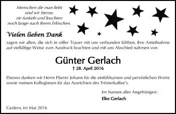 Traueranzeige von Günter Gerlach von  Kreisanzeiger