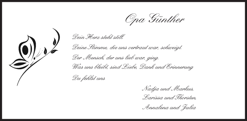  Traueranzeige für Günther Oleksyn vom 23.08.2016 aus Trauerportal Echo Online