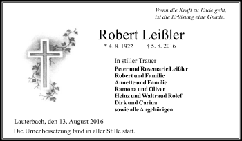 Traueranzeige von Robert Leißler von VRM Trauer