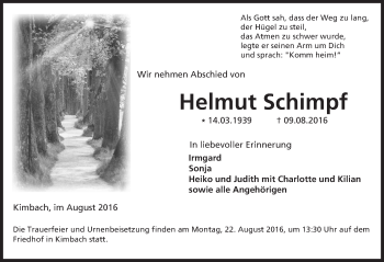 Traueranzeige von Helmut Schimpf von Trauerportal Echo Online
