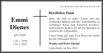 Traueranzeige von Emmi Dienes von VRM Trauer