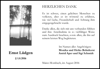 Traueranzeige von Ernst Lüdgen von Trauerportal Rhein Main Presse