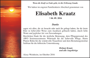 Traueranzeige von Elisabeth Kraatz von Trauerportal Rhein Main Presse