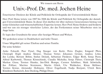 Traueranzeige von Jochen Heine von Trauerportal Rhein Main Presse