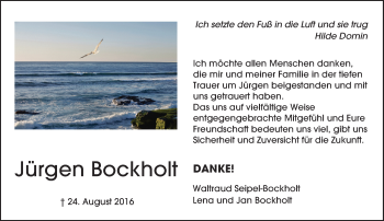 Traueranzeige von Jürgen Bockholt von Trauerportal Echo Online