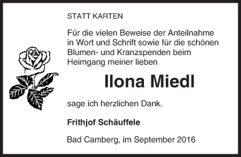 Traueranzeige von Ilona Miedl von  Camberger Anzeiger