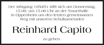Traueranzeige von Reinhard Capito von Trauerportal Rhein Main Presse