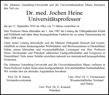 Traueranzeige von Jochen Heine von Trauerportal Rhein Main Presse