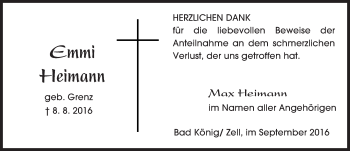 Traueranzeige von Emmi Heimann von Trauerportal Echo Online