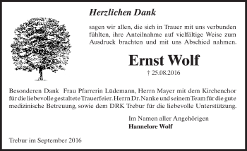 Traueranzeige von Ernst Wolf von Trauerportal Echo Online