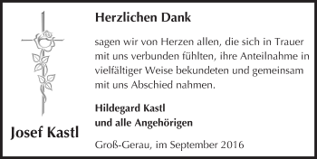 Traueranzeige von Josef Kastl von Trauerportal Echo Online