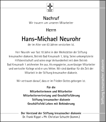Traueranzeige von Hans-Michael Neurohr von Trauerportal Rhein Main Presse