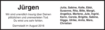 Traueranzeige von Jürgen  von Trauerportal Echo Online