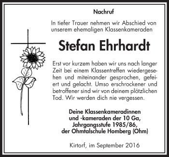 Traueranzeige von Stefan Ehrhardt von VRM Trauer