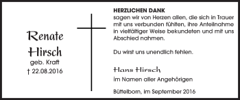 Traueranzeige von Renate Hirsch von Trauerportal Rhein Main Presse