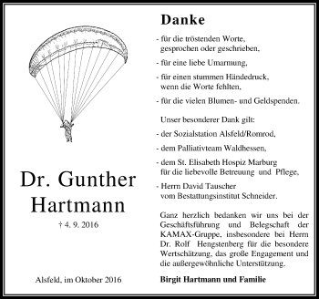 Traueranzeige von Gunther Hartmann von VRM Trauer