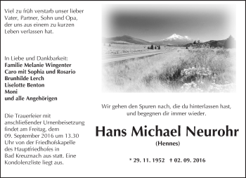 Traueranzeige von Hans Michael Neurohr von Trauerportal Rhein Main Presse
