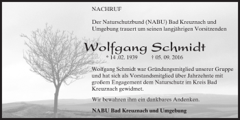 Traueranzeige von Wolfgang Schmidt von Trauerportal Rhein Main Presse