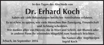Traueranzeige von Erhard Koch von Trauerportal Echo Online