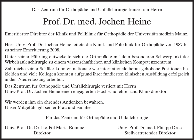  Traueranzeige für Jochen Heine vom 21.09.2016 aus Trauerportal Rhein Main Presse