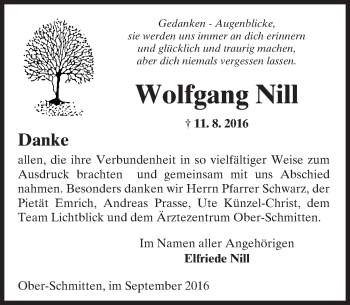 Traueranzeige von Wolfgang Nill von  Kreisanzeiger