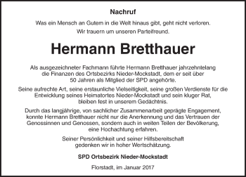 Traueranzeige von Hermann Bretthauer von  Kreisanzeiger