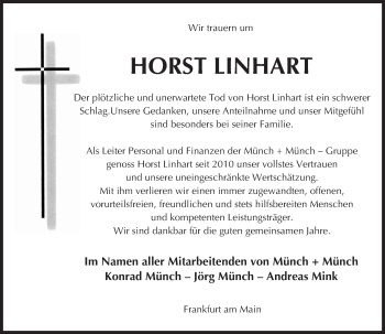 Traueranzeige von Horst Linhart von Trauerportal Echo Online