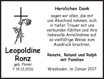 Traueranzeige von Leopoldine Romz von Trauerportal Rhein Main Presse