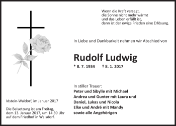 Traueranzeige von Rudolf Ludwig von Trauerportal Rhein Main Presse