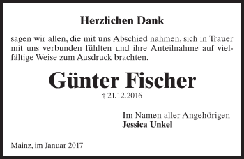Traueranzeige von Günter Fischer von Trauerportal Rhein Main Presse