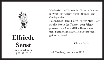 Traueranzeige von Elfriede Senst von  Camberger Anzeiger