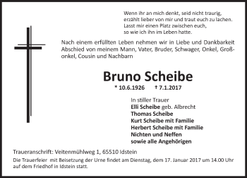 Traueranzeige von Bruno Scheibe von Trauerportal Rhein Main Presse