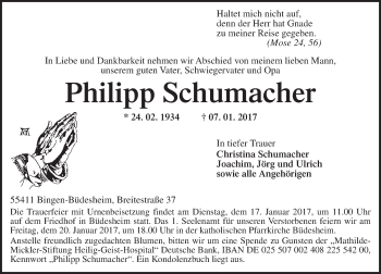 Traueranzeige von Philipp Schumacher von Trauerportal Rhein Main Presse