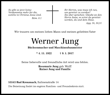 Traueranzeige von Werner Jung von Trauerportal Rhein Main Presse