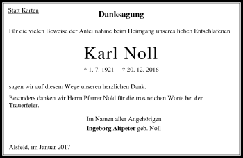 Traueranzeige von Karl Noll von VRM Trauer