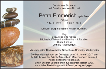 Traueranzeige von Petra Emmerich von Trauerportal Rhein Main Presse