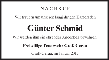 Traueranzeige von Günter Schmid von Trauerportal Echo Online